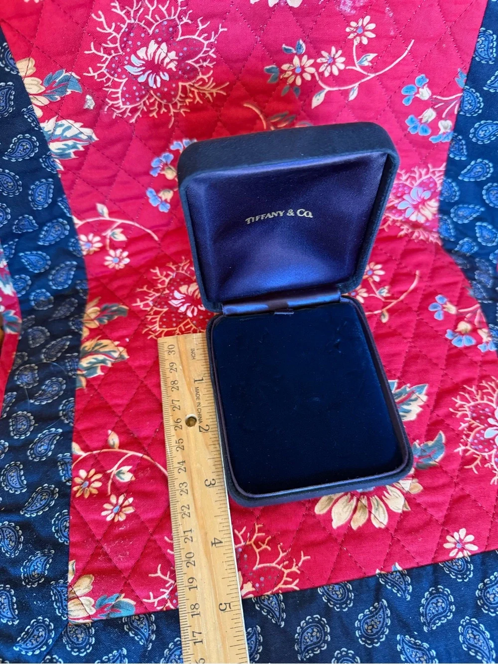 Tiffany & Co. Black Velour Clamshell Jewelry Box
